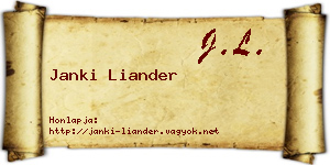 Janki Liander névjegykártya